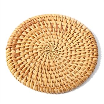 8cm Rattan Woven Kitchen Anti-scalding Anti-skid Pad Round Dining Table Cup Mat Coaster Placemat