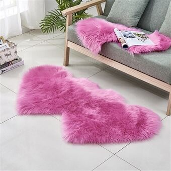 Double Heart Shaped Fluffy Fur Carpet Floor Mat, Size: 90 x 180cm