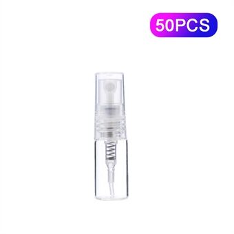 50Pcs 2ml Portable Mini Glass Spray Bottle Perfume Container Bathroom Travel Refillable Spray Bottle - White