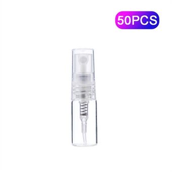 50Pcs 1.5ml Portable Glass Spray Bottle Perfume Moisturizing Sprays Container Refillable Bottle - White