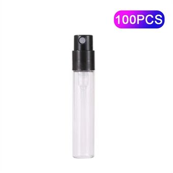 100Pcs 1.5ml Portable Transparent Glass Perfume Refillable Bottle Mini Bathroom Spray Bottle - Black