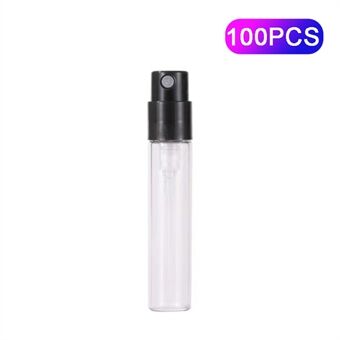100Pcs 1ml Travel Transparent Glass Perfume Refillable Bottle Mini Portable Spray Bottle - Black