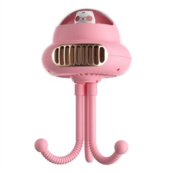 Cartoon Octopus Baby Stroller Fan Low Noise Night Light Fan Cooler, 2000mAh Battery
