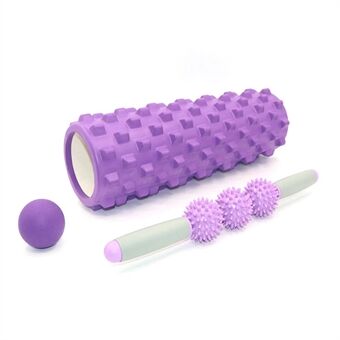 3-in-1 45cm Yoga Column Fitness Set Hollow Core Pilates Massage Roller Plantar Fasciitis Ball Yoga Ball Stress Relief Muscle Relax Exercise Kit
