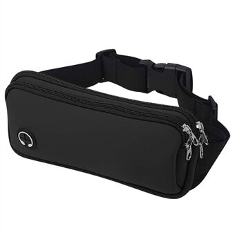Dual Layer Zipper Lycra Adjustable Sports Pack Waist Bag (Suitable for Smartphone under 7-inch) - Black