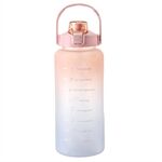 2000ml For Home Office Gym Motivational Time Scale Reminder Water Bottle Gradient Drink Kettle with Straw (No FDA Certificate, BPA-free)