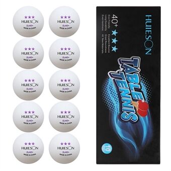HUIESON 10Pcs / Set Three Star DJ40+ Table Tennis Balls Lightweight Non-flammable Ping Pong Ball for Training - White