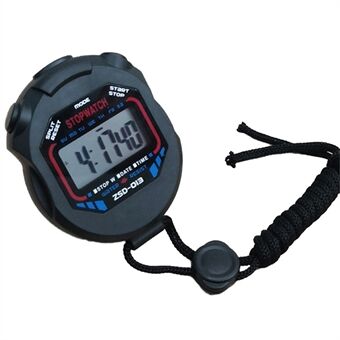 Handheld Digital Stopwatch Timer Swimming Running Sports Chronograph Counter - Black