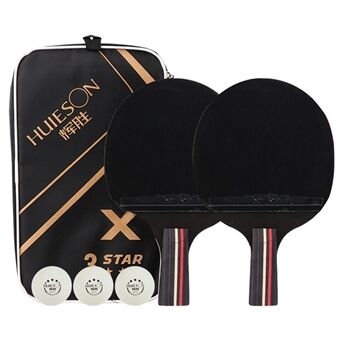 HUIESON HS-D-P01 3-Star Wood Table Tennis Bat Racquet Beginner Ping Pong Paddle with Balls