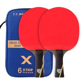HUIESON 6-Star Wood and Carbon Table Tennis Racket Ping Pong Paddle with Carry Case