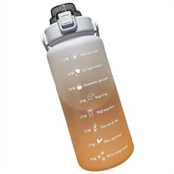 2L Portable Outdoor Travel Sports Water Bottle Fitness Straw Cup with Time Marker (BPA Free, No FDA Certificate)