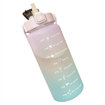 2L Portable Outdoor Travel Sports Water Bottle Fitness Straw Cup with Time Marker (BPA Free, No FDA Certificate)
