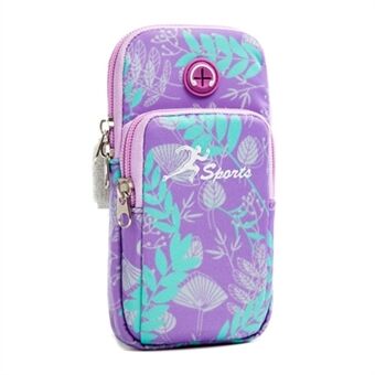 18 x 9cm Arm Band Elastic Phone Holder Flower Pattern Small Item Storage Bag Armband Cell Phones Pouch (Size: L)
