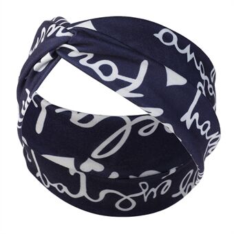 FD036 Women Sports Yoga Milk Silk Headband Letters Design Elastic Cross Hair Band