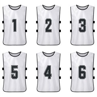 6PCS Football Pinnies Sports Training Numbered Bibs Quick Drying Team Training Practice Vest for Children Youth Adult Sports Basketball Soccer Football Volleyball - Size: M/White