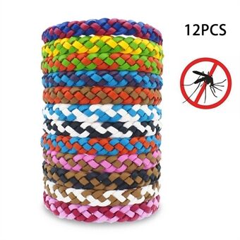12Pcs Mosquito Repellent Bracelet Anti Insects Bugs PU Waterproof Wrist Band for Adults and Kids