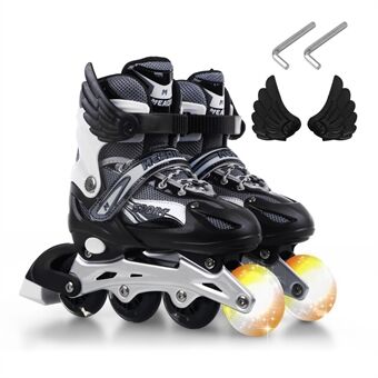 1 Pair Adjustable Roller Skates Children Flash Inline Skates Shoes Children Teens Beginner Advance - Size: M