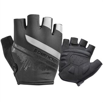 ROCKBROS S247 1Pair Half Finger Bicycle Gloves Wear-resistant Gloves with Reflective Stripes for Cycling Riding