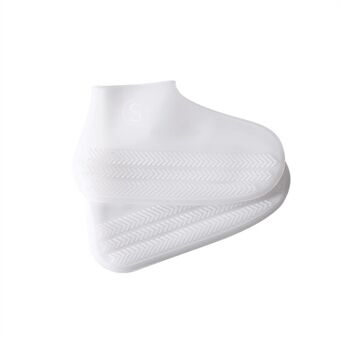Silicone Non-slip Shoe Cover Waterproof Portable Reusable Rain Shoe Case (S) - White