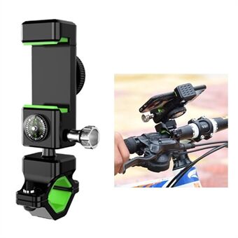 Q003 Anti-theft Bicycle Phone Mount Bracket Anti-fall 360-degree Rotating Cell Phone Holder with Compass for Bike/Electric Bike/Motorcycle (without Light)