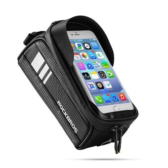 ROCKBROS Bike Phone Bag Reflective Waterproof Bicycle Frame Bag Top Tube Touch Screen Cycling Phone Case for Cellphone Below 6.0 Inches