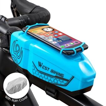 WEST BIKING MTB Road Bicycle Top Tube Bag Waterproof Bike Front Beam Storage Bag with Silicone Phone Holder