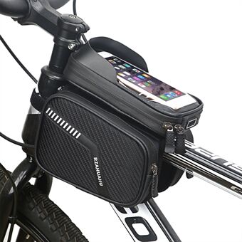 RZAHUAHU Waterproof Cycling Bike Front Frame Bag Touch Screen Visor Phone Pouch Bicycle Top Tube Storage Bag