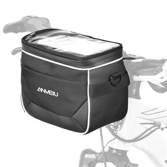 ANMEILU 7020 Bike Handlebar Bag Bicycle Front Bag Pack Messenger Bag 6.5\'\' Cell Phone Storage Bag with Clear Touch Screen and Shoulder Strap