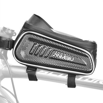 ANMEILU 7025 Waterproof Hard Shell Mountain Bike Frame Top Tube Bag Cycling 6.5inch Touch Screen Phone Pouch