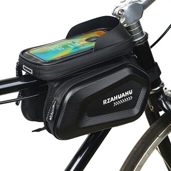 RZAHUAHU 2L Waterproof EVA Hard Shell MTB Road Bicycle Top Tube Bag Bike Front Beam Touch Screen 7 inch Phone Holder Storage Bag