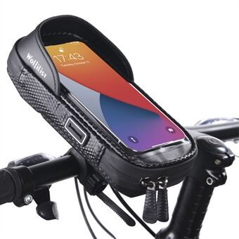 WOLFILIST C1102 0.75L Hard Shell Bike Handlebar Bag Sun Visor Touch Screen Cycling Phone Pouch with Headphone Hole
