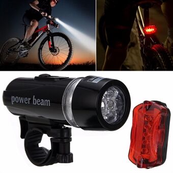 Mountain Bike 5-LED Front Lamp Black + Butterfly Tail Lamp Set