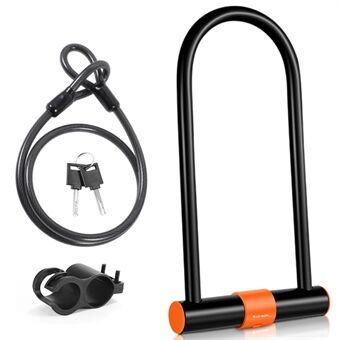 WEST BIKING YP0705073 Bike U Lock Water Resistant Bicycle Lock with Security Cable/Mounting Bracket/Keys for Bicycle Motorcycle
