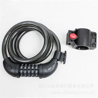 Motorcycle Lock Bicycle Cable Lock Scooter Lock Heavy Duty 5-Digit Combination Anti-theft - Black