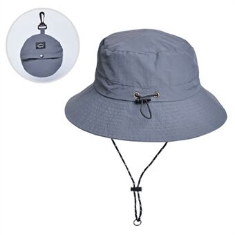 XBG-9225 Summer Nylon Bucket Hat Outdoor UV Protection Waterproof Foldable Sun Cap, Solid Color