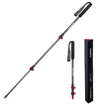 NATUREHIKE NH19S010-T Telescopic 110CM Walking Stick Backpacking Camping 3-Section Carbon Fiber Trekking Pole with Storage Box
