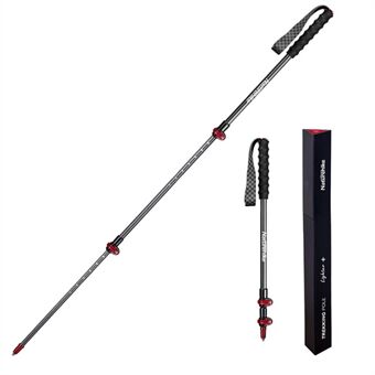 NATUREHIKE NH19S010-T Ultra-light Carbon Fiber 120CM Walking Stick Backpacking Camping 3-Section Trekking Pole with Storage Box