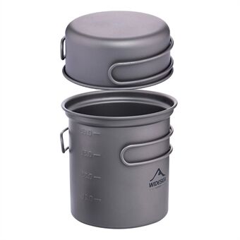 WIDESEA WSTC-101 Titanium Alloy Pot Mini Fry Pan Anti-bacteria Camping Hiking Bowl 2-Piece Cookware Set (No FDA Certification, BPA-free)