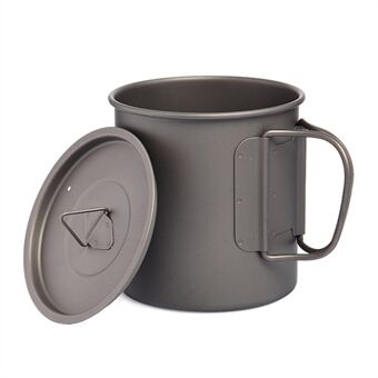 WIDESEA WSTT-450ML Portable Camping Mug 450ml Folding Titanium Coffee Tea Cup with Handle for Backpacking Hiking (No FDA Certification, BPA-free)