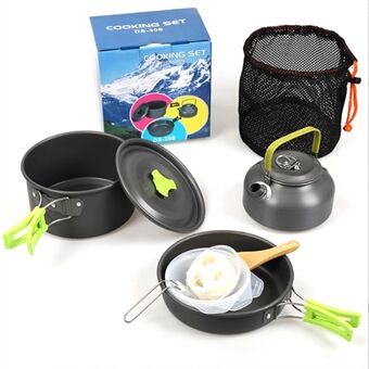 HALIN DS-308 Portable Handle Pan Camping Pot Cookware Set for 2-3 People (No FDA, BPA-Free)