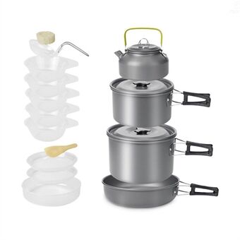 AOTU DS-508 Aluminum Camping Cookware Set Outdoor Picnic Boiling Pot 0.8L Teapot Kit (BPA-free, No FDA Certified)