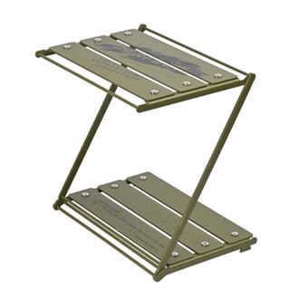 SHINETRIP Double Layer Outdoor Camping Desktop Folding Shelf Carbon Steel + Aluminum Alloy Storage Rack