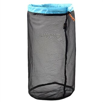LUCKSTONE Size XL Foldable Laundry Bag Large Heavy Duty Dirty Wet Clothes Storage Bag Fishing Net for Travel and Camping - Black/Blue