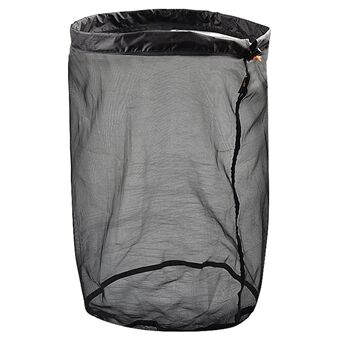 LUCKSTONE Size XXL Drawstring Mesh Laundry Storage Bag Litter Pouch Multifunction Fishing Net Easy Folding for Travelling Camping Hiking - Black