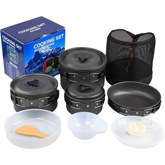 AOTU Outdoor Cookware Set Portable Picnics Cooking Pan Multifunction Tableware Camping Pot for 4-5 People (No FDA, BPA-Free)