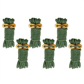 6 Bundles of Reflective Outdoor Camping Windproof Tent Rope 4mmx4m with Cord Tensioner for Fishing, Hiking, Backpacking, Emergency Rescue