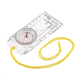 Outdoor Transparent Compass Map Scale Multifunction Acrylic Compass with Strap for Hiking, Camping, Trekking