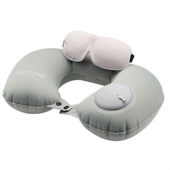 PICTET.FINO RH88 Portable Press Inflatable Pillow Travel Office Nap U-Shape Neck Cushion with 3D Eye Mask