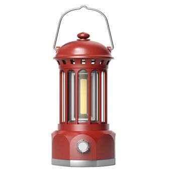 Rechargeable COB Camping Light Retro Style Tent Hanging Light Lantern Lamp for Hiking Evening Party, Size: L