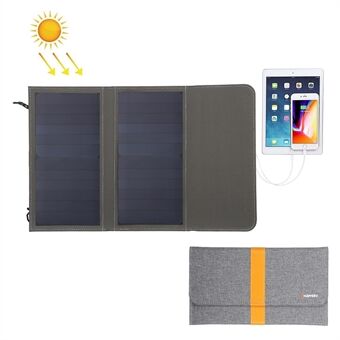 HAWEEL HWL2742 14W Foldable Solar Panel Charger with 5V/2.1A Max Dual USB Ports for Smartphone Tablet PC, 2 Solar Panels